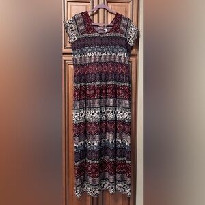 Beautiful smocked bodice Soft Surroundings Plus Maxi Dress 1X